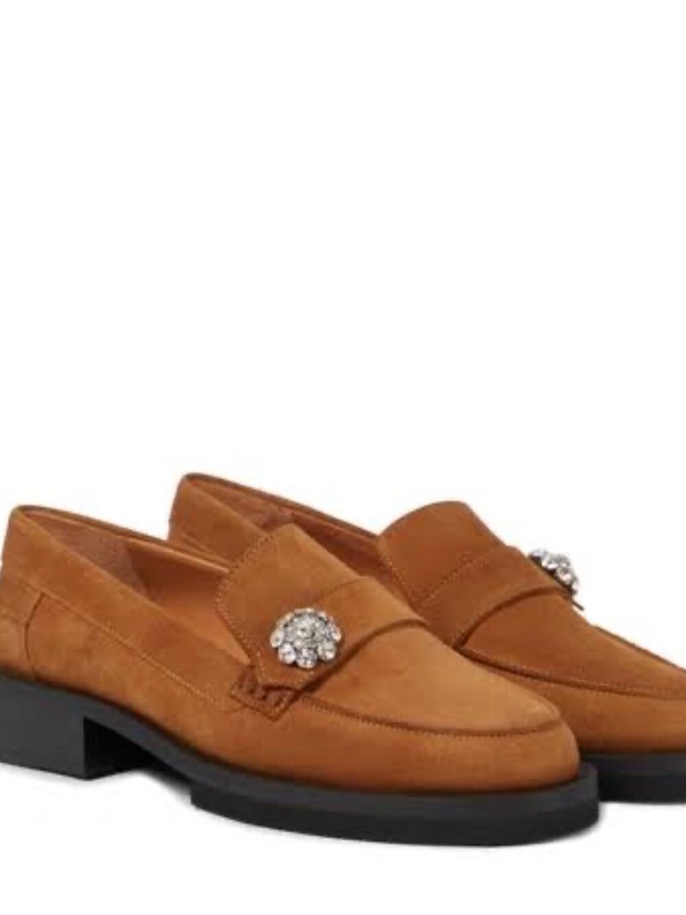 Ganni Suede Crystal-Embellished Loafers *fit like a 6* - Picture 4 of 7